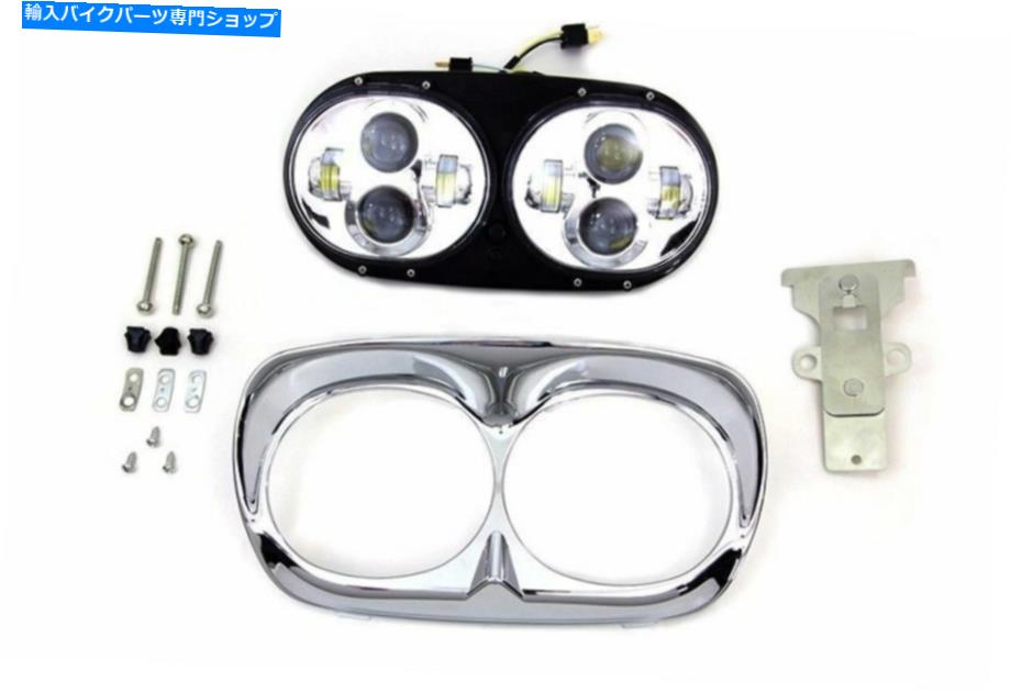 Headlight クロムデュアルLEDヘッドランプヘッドライトアセンブリ変換ハーレーロードグライドFLTR Chrome Dual LED Headlamp Head Light Assembly Conversion Harley Road Glide FLTR【並行輸入品】