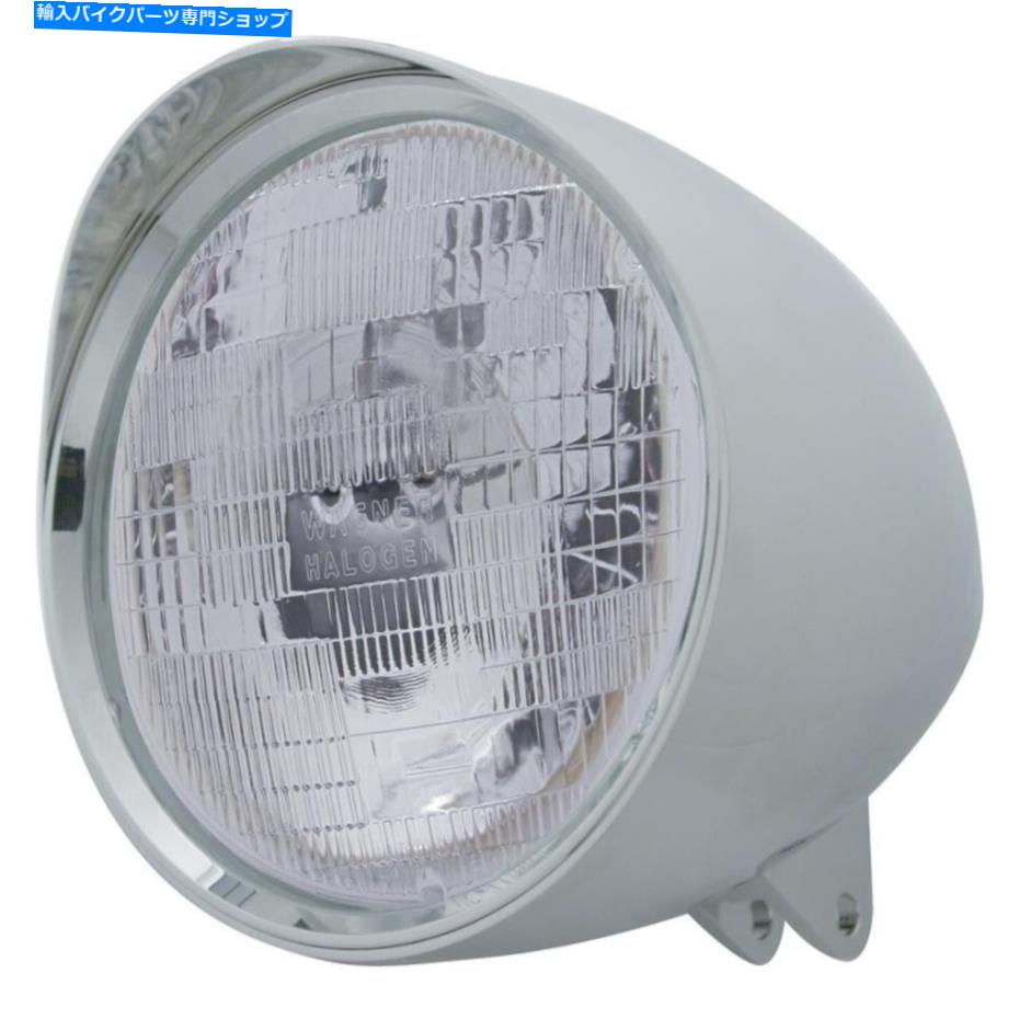 Headlight オートバイクロム「チョッパー」ヘッドライトw/滑らかなバイザーH6024電球 Motorcycle Chrome \