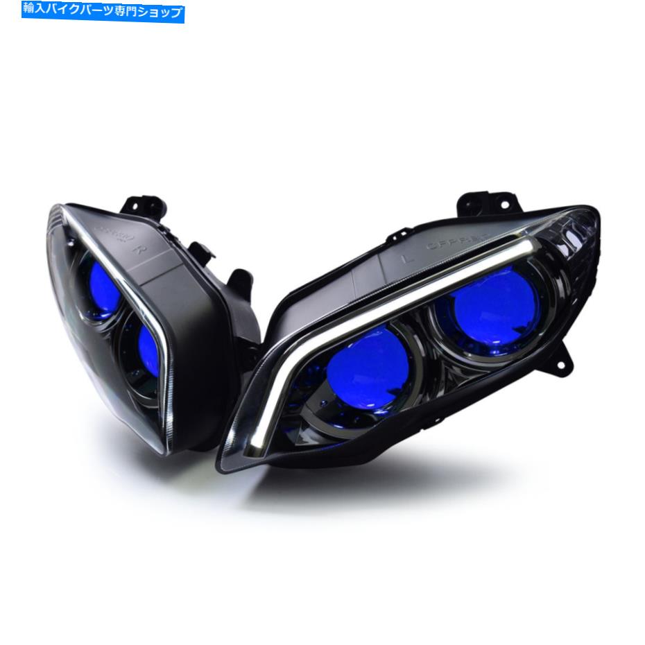 Headlight ヤマハR1 LED＆HIDプロジェクターヘッドライトアセンブリ2004 2005 2006 V2ブルーのKT KT For Yamaha R1 LED & HID Projector Headlight Assembly 2004 2005 2006 V2 Blue【並行輸入品】