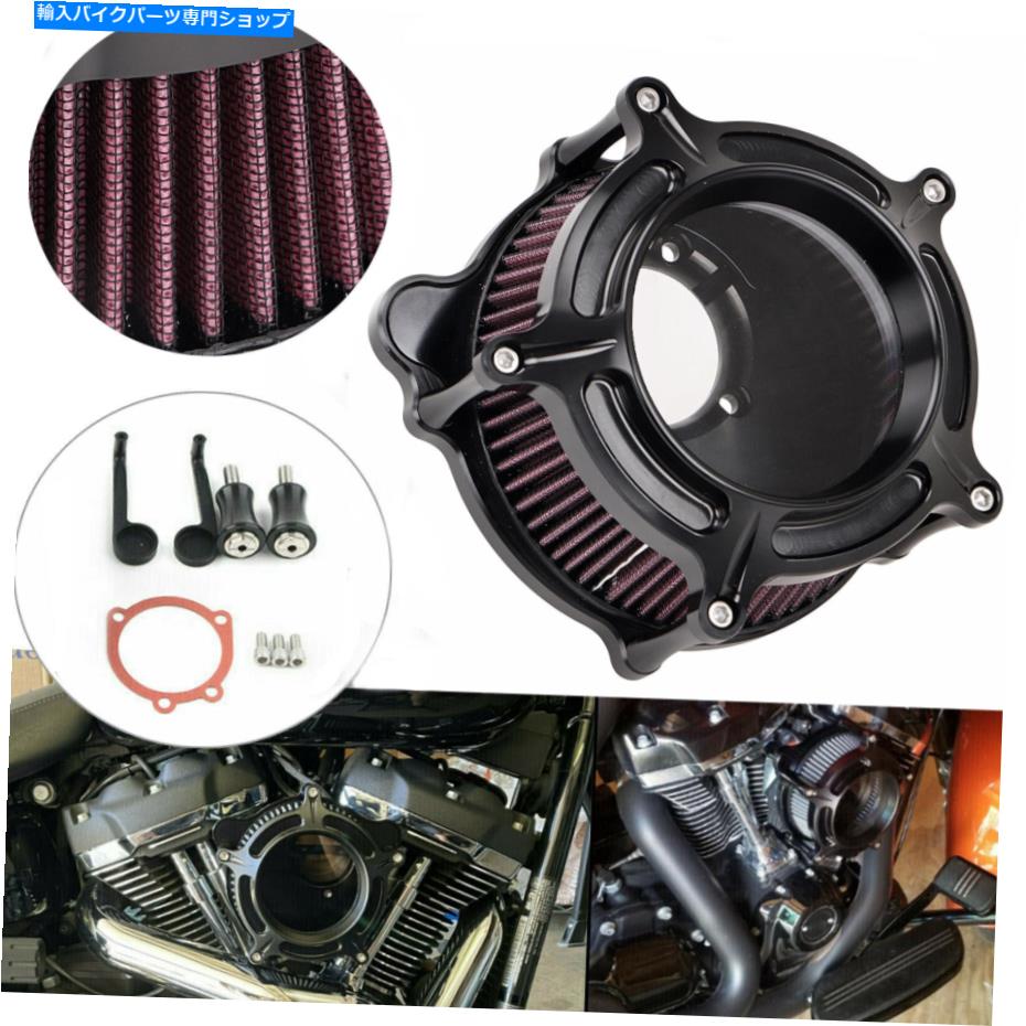 Air Filter ハーレーソフトアットボーイダイナストリートボブワイドグライド用ブラックエアクリーナーフィルターフィルター Black Air Cleaner Filter For Harley Softail Fat Boy Dyna Street Bob Wide Glide【並行輸入品】