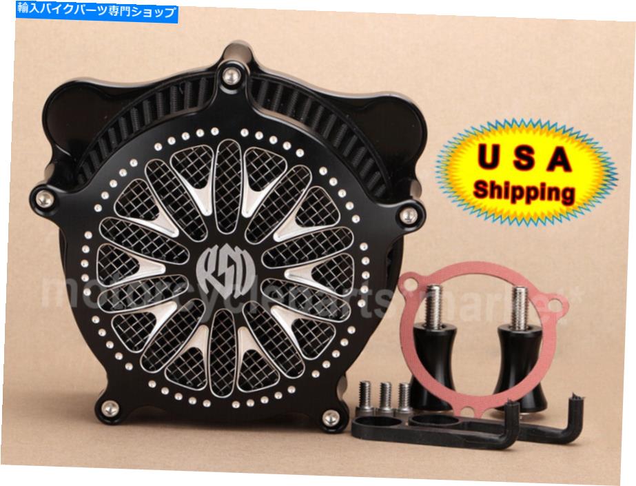 Air Filter BLKカットRSDエアクリーナー吸気フィルターハーレーツーリングロードキングダイナソフトアイル用 BLK Cut RSD Air Cleaner Intake Filter For Harley Touring Road King Dyna Softail【並行輸入品】