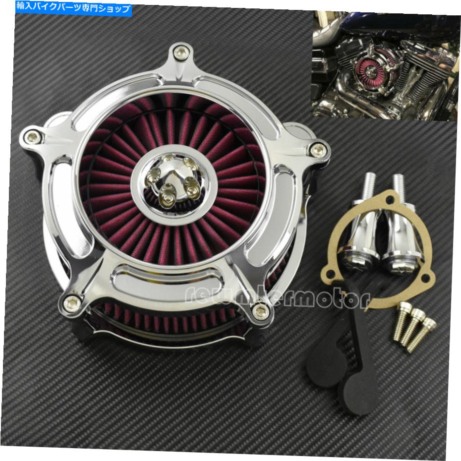 Air Filter Harley Softail 00-15ツーリング00-07に適合するクロムエアクリーナー赤吸気フィルターフィット00-15 Chrome Air Cleaner Red Intake Filter Fit For Harley Softail 00-15 Touring 00-07【並行輸入品】