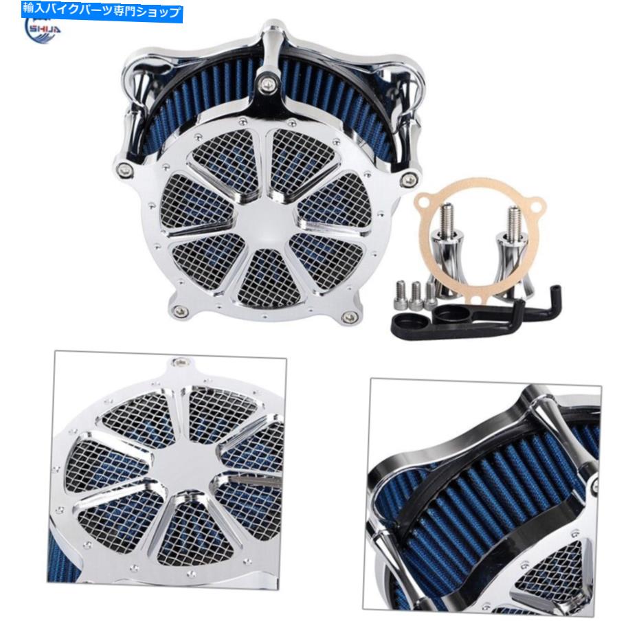 Air Filter ハーレーツアーのためのクロムエアクリーナーブルーインテークフィルター08-16ソフトアイル2016-2017 Chrome Air Cleaner Blue Intake Filter For Harley Touring 08-16 Softail 2016-2017【並行輸入品】