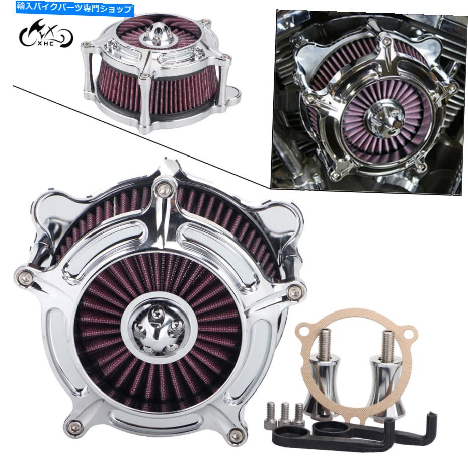 Air Filter ハーレーストリートグライドロードキングFLTR FLHT用のクロムエアクリーナー赤吸気フィルター Chrome Air Cleaner Red Intake Filter For Harley Street Glide Road King FLTR FLHT【並行輸入品】