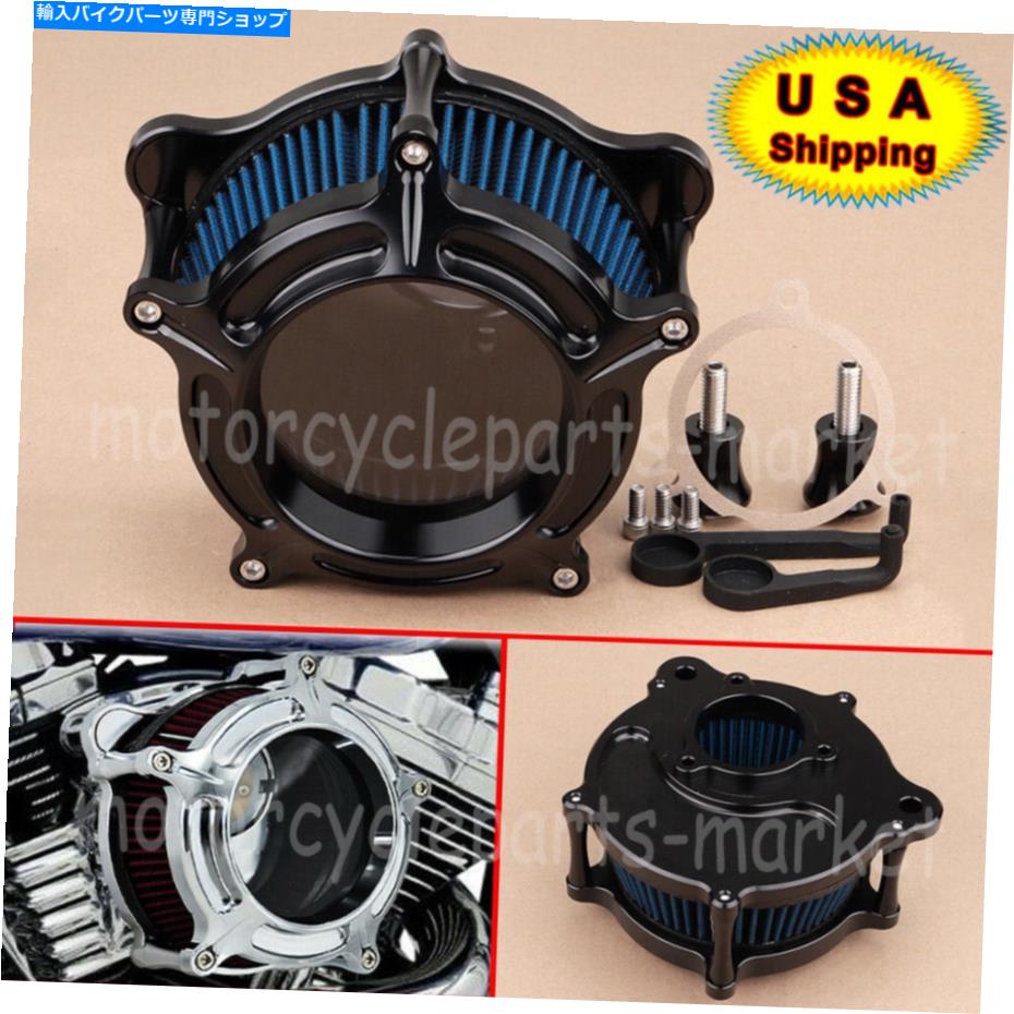 Air Filter ハーレーエレクトラグライドロードキングソフトアイル用のクリアブラックエアクリーナー吸気フィルターフィルター Clear Black Air Cleaner Intake Filter for Harley Electra Glide Road King Softail【並行輸入品】