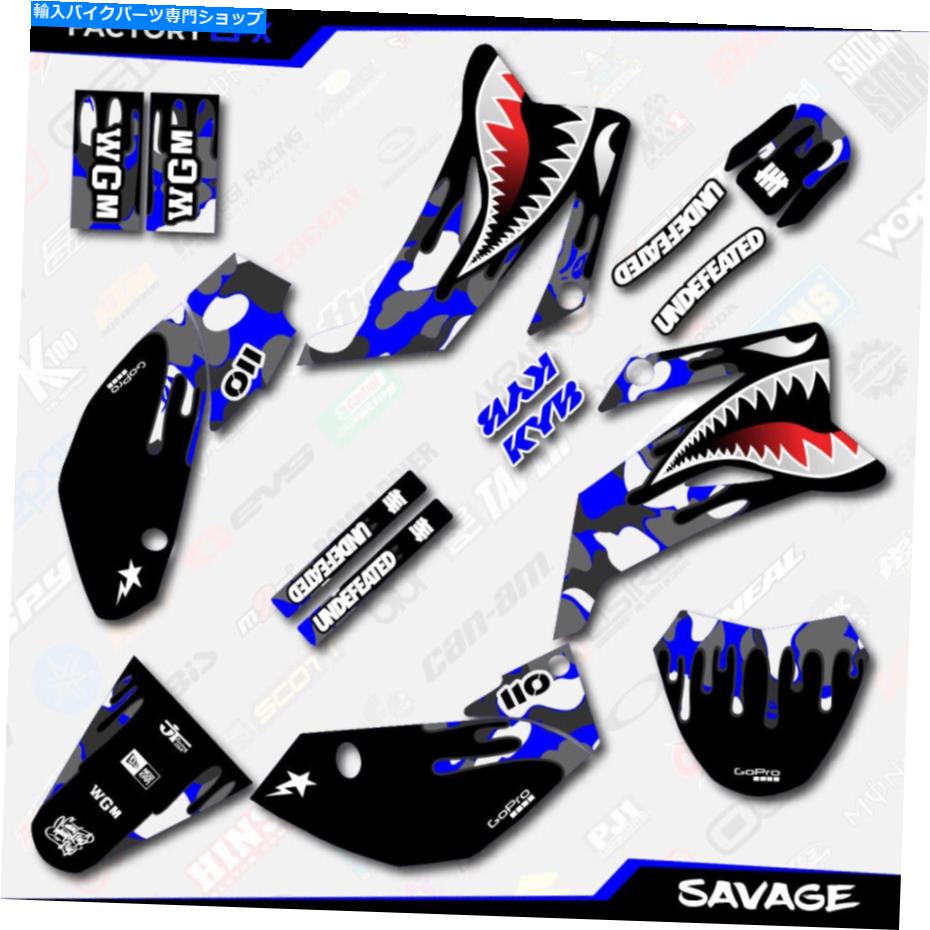 Graphics decal kit グレー＆ブルーサベージレーシンググラフィックスキットに適合する08-22ヤマハTTR110 TTR 110カスタム Gray & Blue Savage Racing Graphics kit fits 08-22 Yamaha TTR110 TTR 110 Custom【並行輸入品】