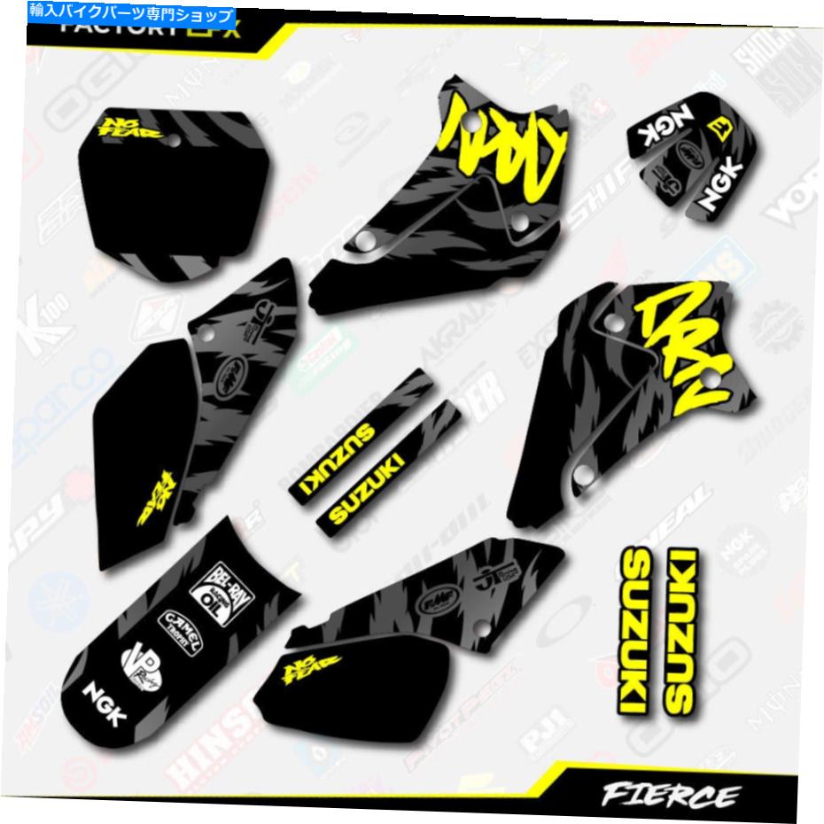 Graphics decal kit ブラックイエローファイアスレーシンググラフィックスステッカーキットはスズキDRZ125 01-07 DRZ 125に適合します Black Yellow Fierce Racing Graphics Sticker Kit fits Suzuki DRZ125 01-07 DRZ 125【並行輸入品】