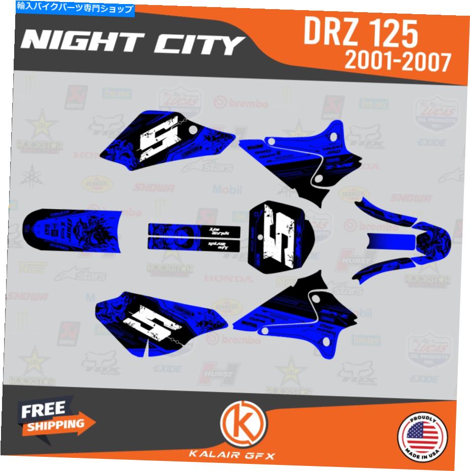 Graphics decal kit スズキDRZ125用のグラフィックスデカールキット（2001-2007）DRZ 125ナイトシティ - ブルー Graphics Decal Kit For Suzuki DRZ125 (2001-2007) DRZ 125 Night City- blue【並行輸入品】