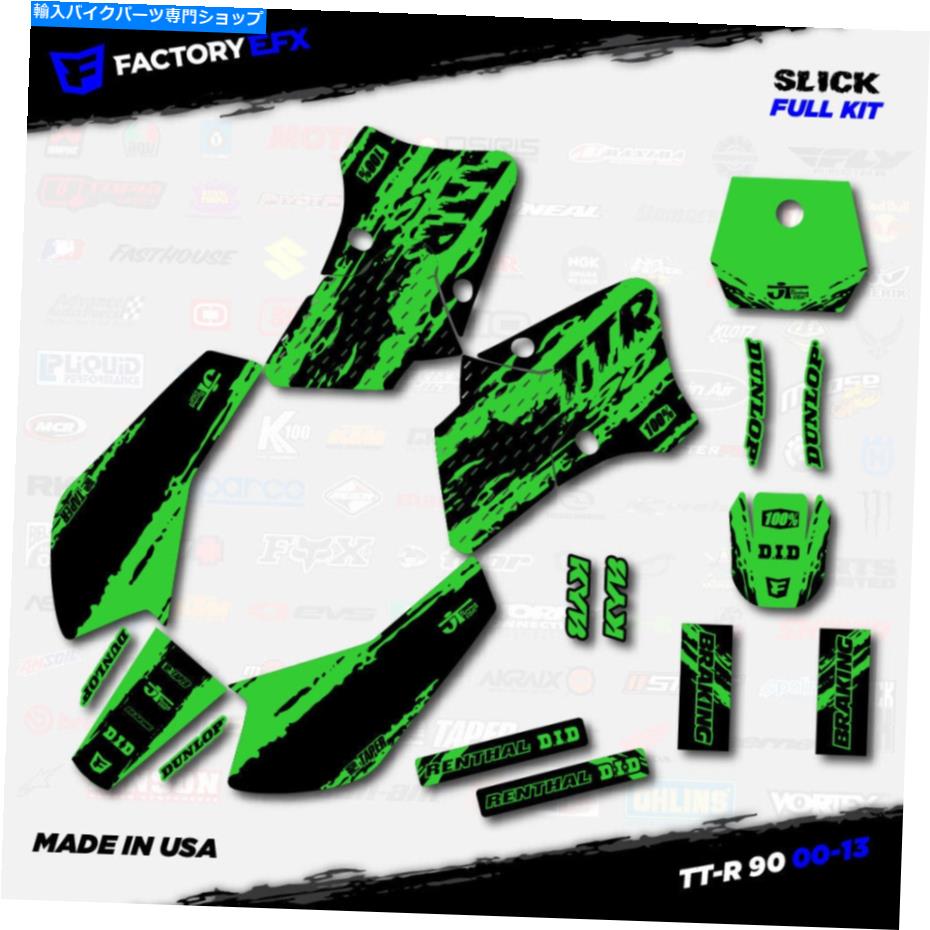 Graphics decal kit ブラック＆グリーンスリックレーシンググラフィックスキットフィット00-08ヤマハTTR90 TTR 90デカール Black & Green Slick Racing Graphics Kit fits 00-08 YAMAHA TTR90 TTR 90 decal【並行輸入品】