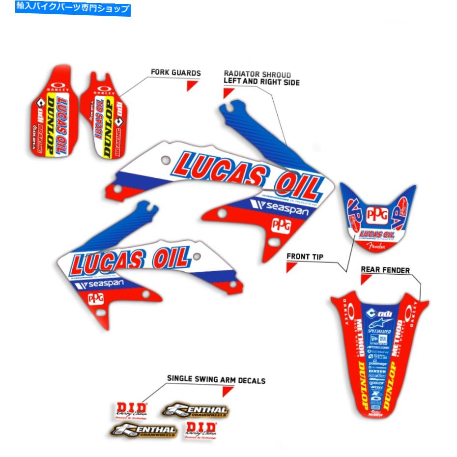 Graphics decal kit 2015-2019 Honda CRF 150F 230FグラフィックキットCRF150Fルーカスオイル：赤 /青のデカール 2015-2019 HONDA CRF 150F 230F GRAPHICS KIT CRF150F LUCAS OIL : RED / BLUE DECAL【並行輸入品】