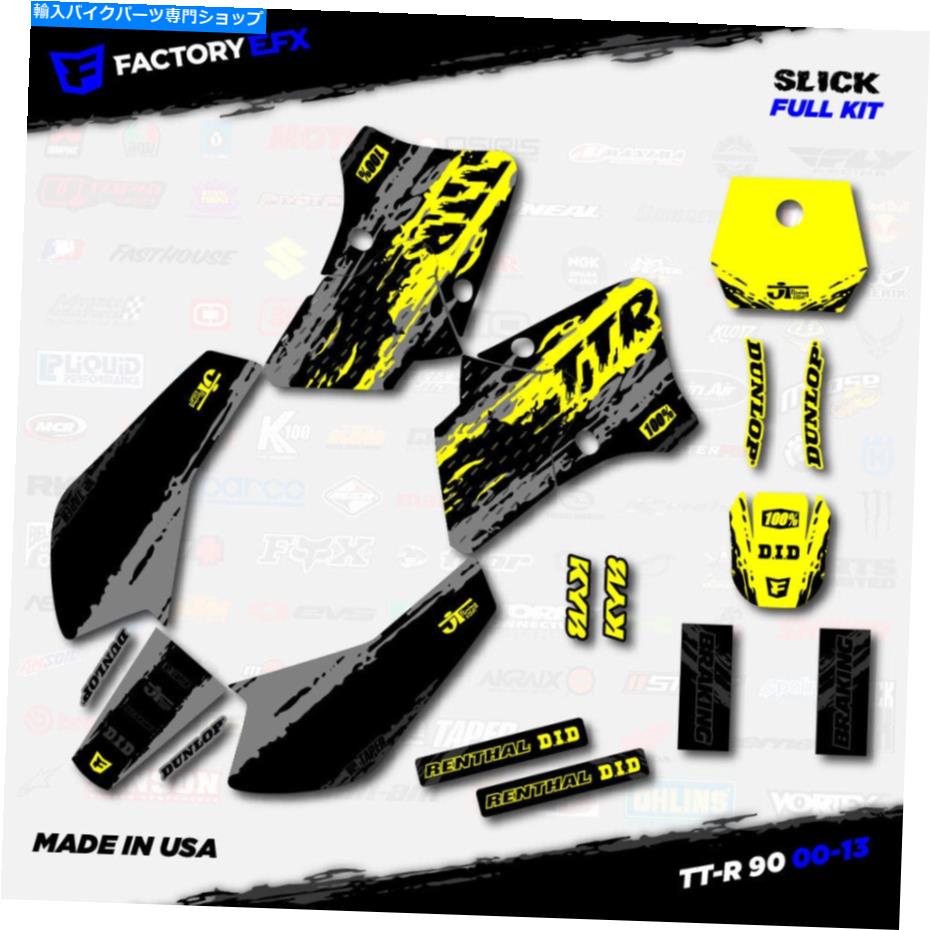 Graphics decal kit グレー＆イエロースリックレーシンググラフィックスキットフィット00-08ヤマハTTR90 TTR 90デカール Gray & Yellow Slick Racing Graphics Kit fits 00-08 YAMAHA TTR90 TTR 90 decal【並行輸入品】