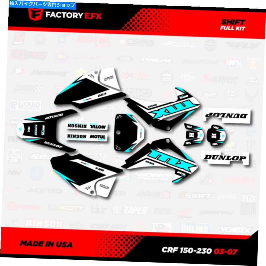 Graphics decal kit Black＆Cyan Shift Racing Graphics Kit Fit 03-07 Honda CRF230 CRF 230 DECAL 230F Black & Cyan Shift Racing Graphics Kit fit 03-07 Honda CRF230 CRF 230 Decal 230F【並行輸入品】