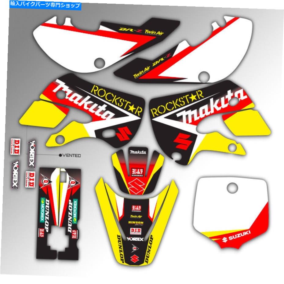Graphics decal kit 2000-2009スズキDRZ 110 DRZ110グラフィックスティックデカロックスターマキタデカール 2000 - 2009 SUZUKI DRZ 110 DRZ110 GRAPHICS STICKER DECA ROCKSTAR MAKITA DECALS【並行輸入品】