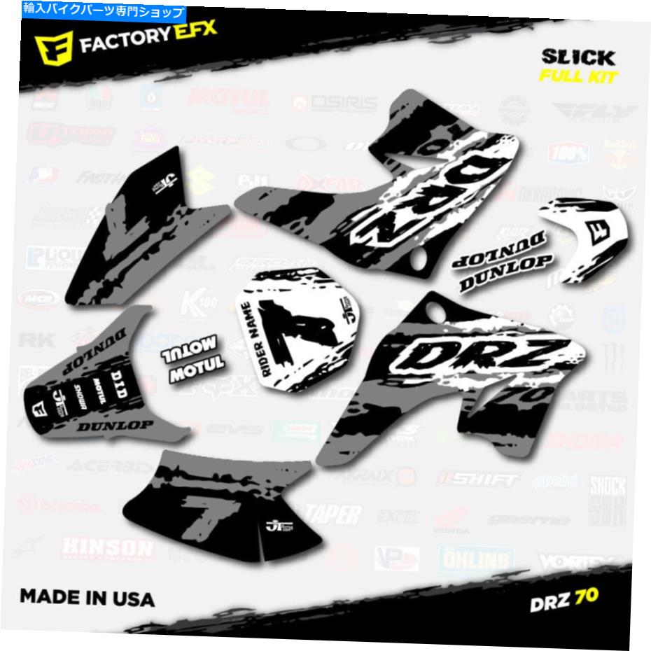 Graphics decal kit グレー＆ホワイトスリックレーシンググラフィックスキットは08+スズキDRZ70 DRZ 70デカールに適合します Gray & White Slick Racing Graphics Kit fits 08+ Suzuki DRZ70 DRZ 70 Decals【並行輸入品】