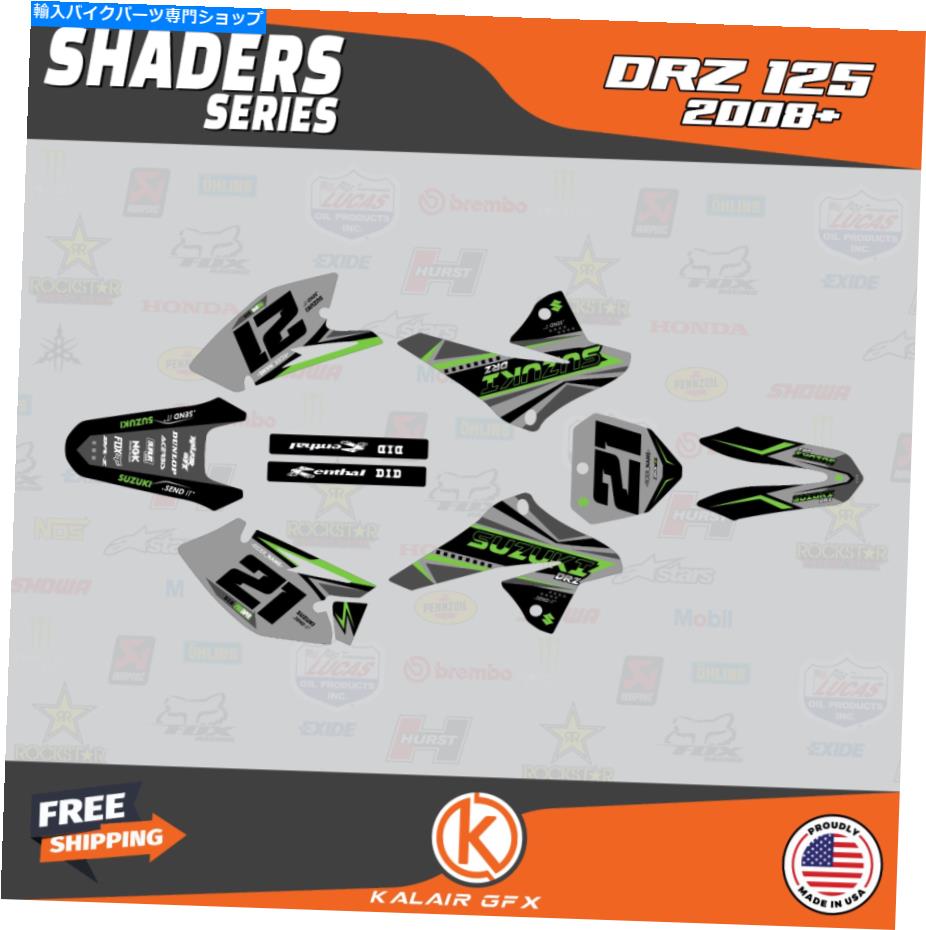 Graphics decal kit スズキDRZ125 2008-2021 DRZ 125シェーダーグリーン用のグラフィックスデカールキット Graphics Decal Kit For Suzuki DRZ125 2008-2021 DRZ 125 Shaders-Green【並行輸入品】
