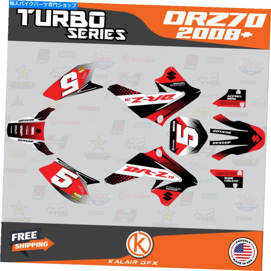 Graphics decal kit スズキDRZ70のグラフィックデカールキット（2008+）ターボシリーズ-Red Graphics Decal Kit for Suzuki DRZ70 (2008+) Turbo Series - Red【並行輸入品】
