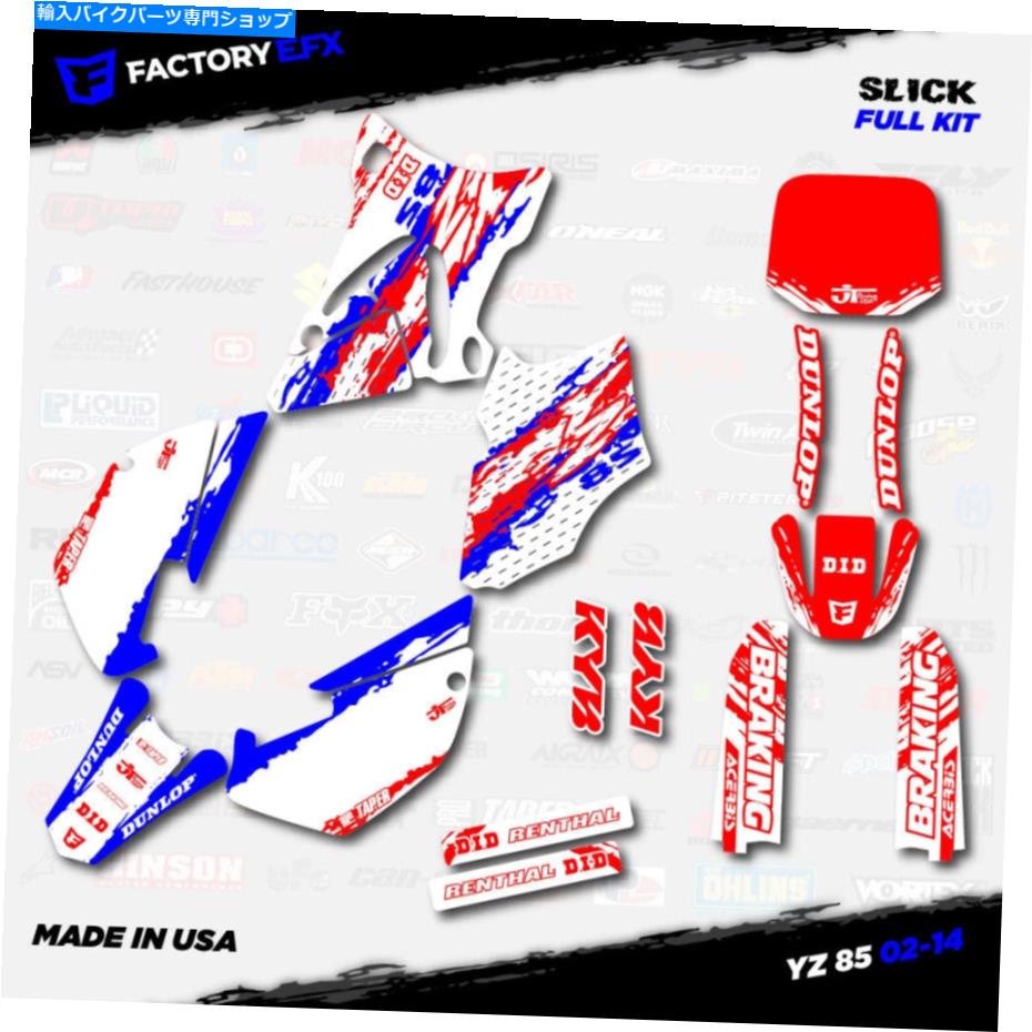 Graphics decal kit レッドホワイト＆ブルースリックレーシンググラフィックスキットフィット02-14ヤマハYZ85 YZ 85＃デカール Red White & Blue Slick Racing Graphics kit fits 02-14 Yamaha Yz85 YZ 85 # decal【並行輸入品】