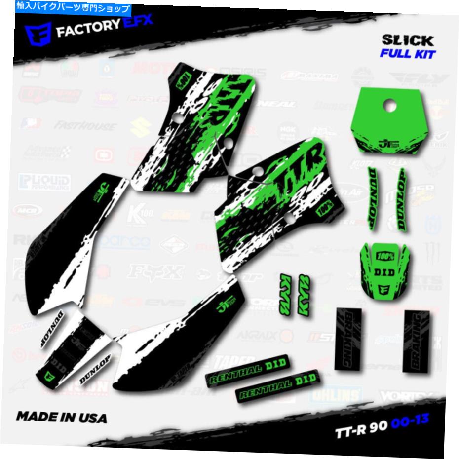Graphics decal kit ホワイト＆グリーンスリックレーシンググラフィックスキットフィット00-08ヤマハTTR90 TTR 90デカール White & Green Slick Racing Graphics Kit fits 00-08 YAMAHA TTR90 TTR 90 decal【並行輸入品】