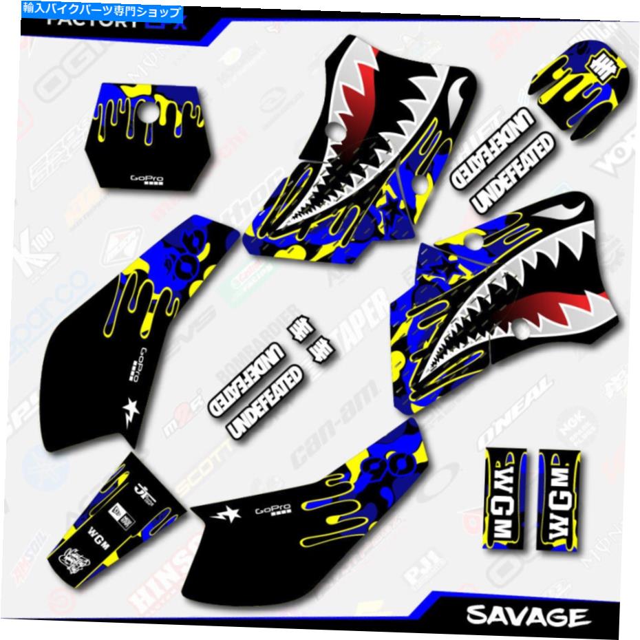 Graphics decal kit ブルー＆イエローサベージレーシンググラフィックスキットは00-13ヤマハTTR90 TTR 90デカールに適合します Blue & Yellow Savage Racing Graphics Kit fits 00-13 YAMAHA TTR90 TTR 90 decal【並行輸入品】