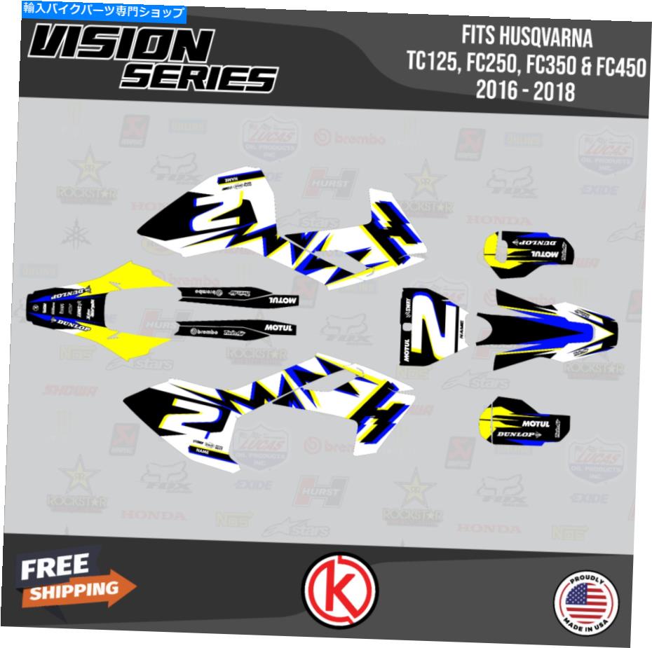 Graphics decal kit ハスクバルナのグラフィックキットTC125 FC250 FC350 FC450 2016 2017 2018 Vision -Blue Graphics Kit for Husqvarna TC125 FC250 FC350 FC450 2016 2017 2018 Vision - Blue【並行輸入品】