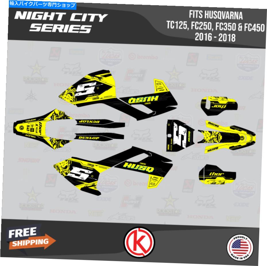 Graphics decal kit ハスクバルナのグラフィックキットTC125 FC250 FC350 FC450 2016 2017 2018 NC-BLY Graphics Kit for Husqvarna TC125 FC250 FC350 FC450 2016 2017 2018 NC-BLKY【並行輸入品】