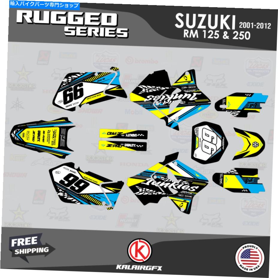 Graphics decal kit スズキのグラフィックキットRM125 RM250（2001-2012）RM 125 RM 250 Rugged-Cyan Graphics Kit For Suzuki RM125 RM250 (2001-2012) RM 125 RM 250 Rugged-Cyan【並行輸入品】