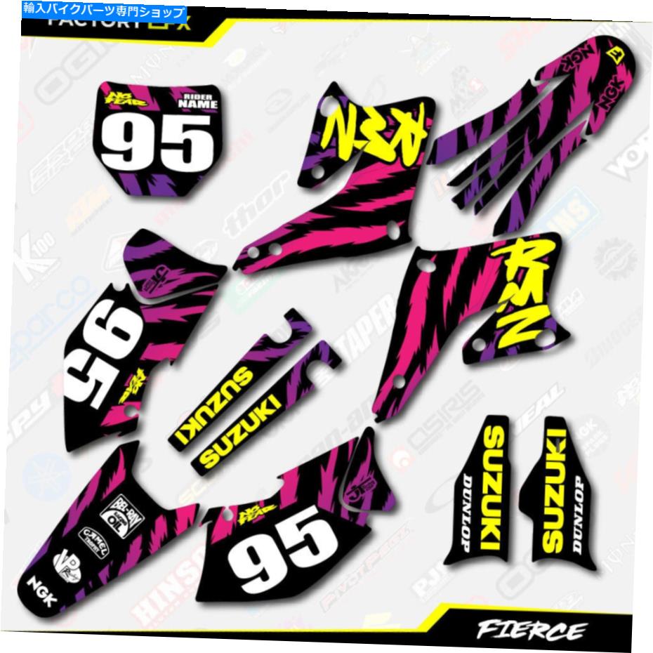 Graphics decal kit ブラックイエローレトロファイアスレーシンググラフィックスキットフィット04-06スズキRMZ250 RMZ 250 Black Yellow Retro Fierce Racing Graphics Kit fits 04-06 Suzuki RMZ250 RMZ 250【並行輸入品】