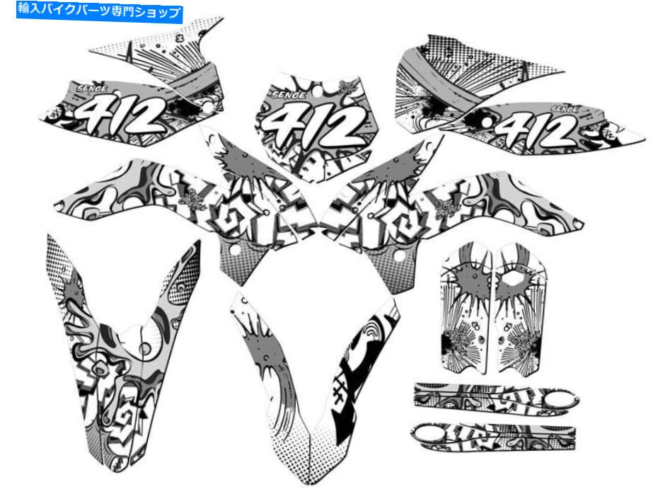 Graphics decal kit 2013-2014 SX 85 Zany White Senge Graphics Kit KTMと互換性 2013-2014 SX 85 ZANY White Senge Graphics Kit Compatible with KTM【並行輸入品】