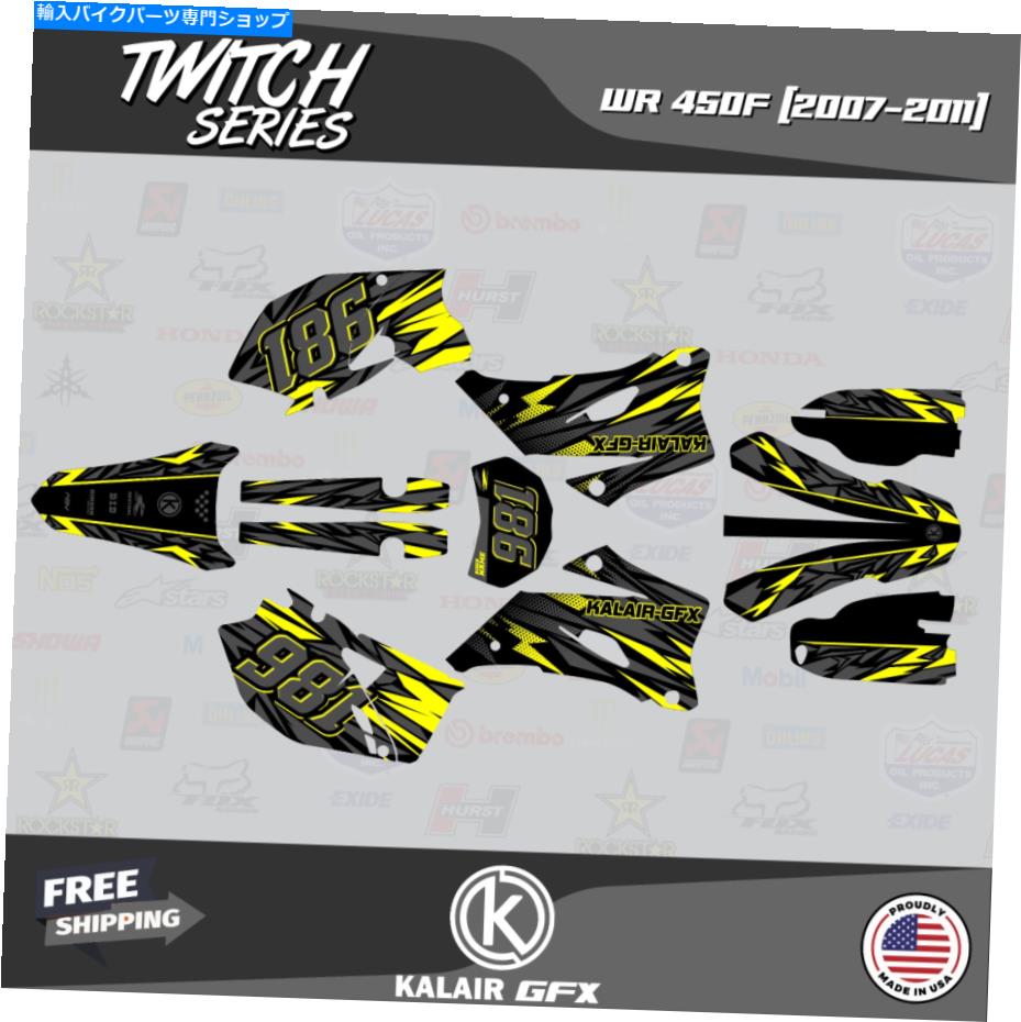 Graphics decal kit Yamaha WR450F 2007 2008 2009 2010 2011 Twitchのグラフィックキット - イエロー Graphics Kit for YAMAHA WR450F 2007 2008 2009 2010 2011 Twitch - Yellow【並行輸入品】