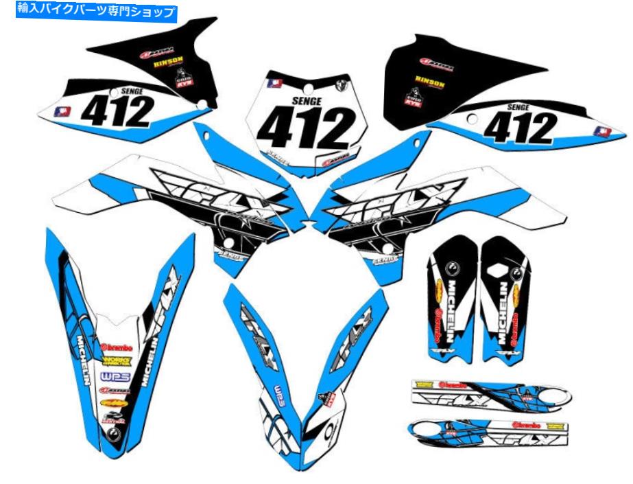 Graphics decal kit 2013-2014 SX 85 13フライスカイブルーセンゲグラフィックスキットKTMと互換性 2013-2014 SX 85 13 FLY Sky Blue Senge Graphics Kit Compatible with KTM【並行輸入品】
