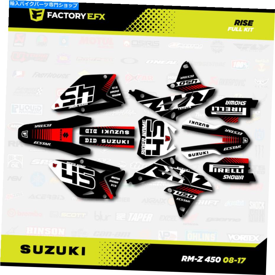 Graphics decal kit ブラックホワイトレッドライジングレーシンググラフィックキットフィット08-17スズキRMZ450ステッカーRMZ 450 Black White Red Rise Racing Graphic Kit fit 08-17 Suzuki RMZ450 Sticker RMZ 450【並行輸入品】