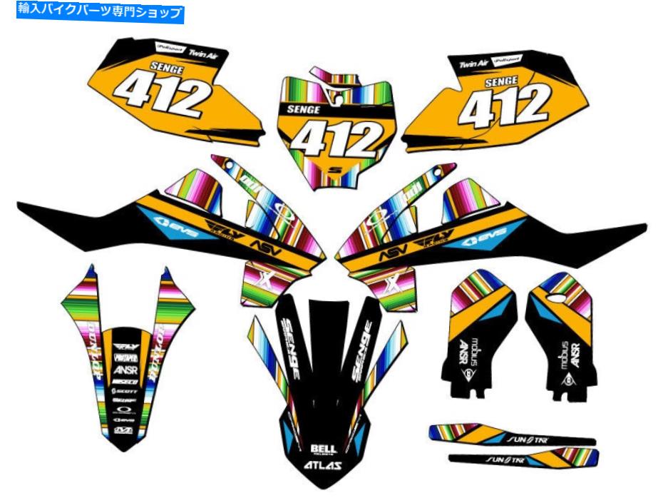Graphics decal kit 2019-2023 SX 65 Serape Black Senge Graphics KitとKTMと互換性 2019-2023 SX 65 SERAPE Black Senge Graphics Kit Compatible with KTM【並行輸入品】