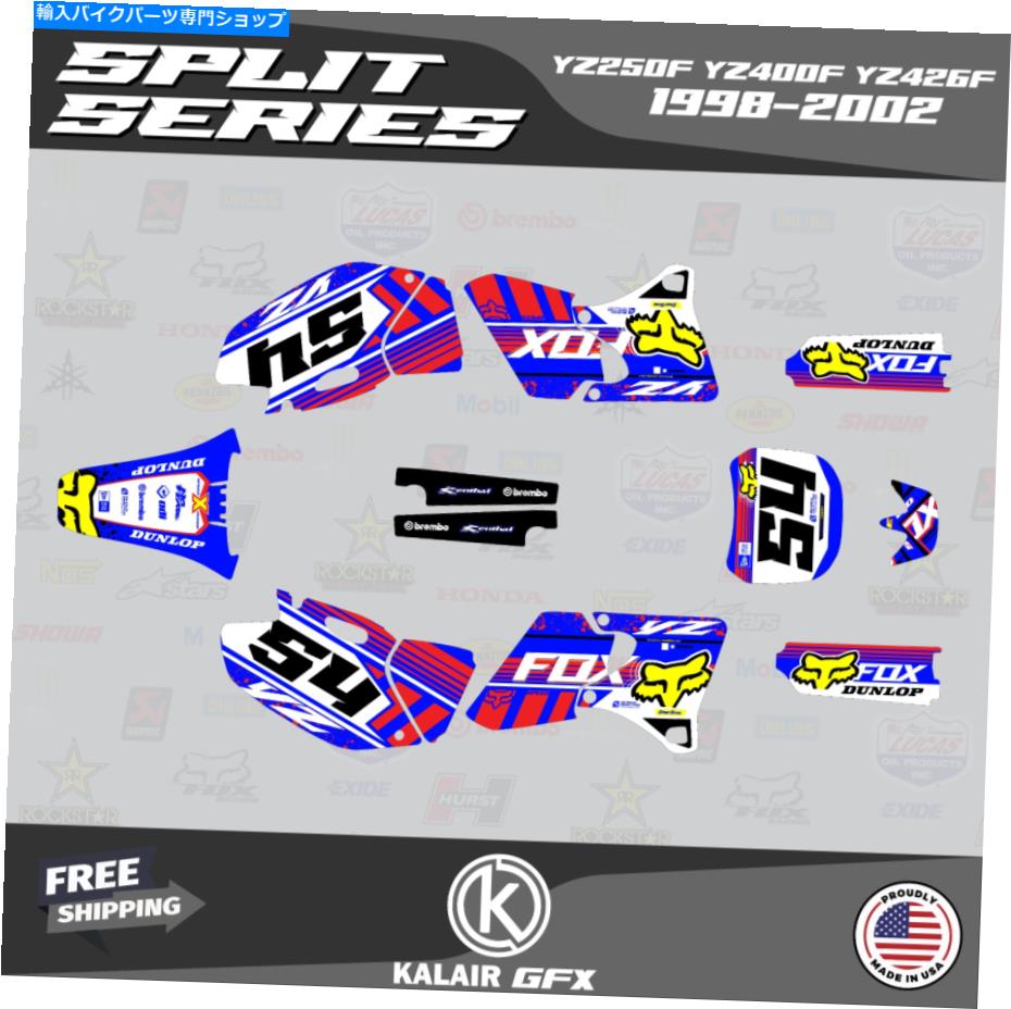Graphics decal kit ヤマハのグラフィックキットYZ250F YZ400F YZ426F 1998-2002スプリットレッドブルー Graphics Kit for YAMAHA YZ250F YZ400F YZ426F 1998-2002 Split-Red Blue【並行輸入品】