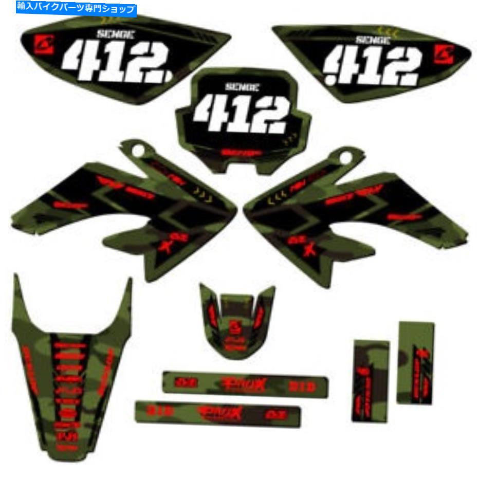 Graphics decal kit 2004-2010 CRF 100 Apache Matte Green Senge Graphics KitとHondaと互換性 2004-2010 CRF 100 APACHE Matte Green Senge Graphics Kit Compatible with Honda【並行輸入品】