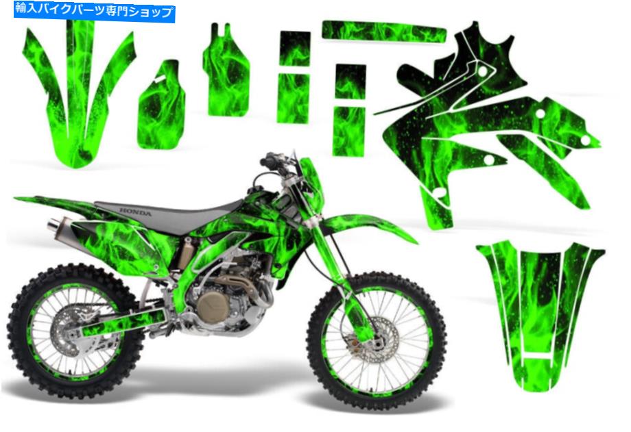 Graphics decal kit ホンダCRF450Xデカールグラフィックスキットダートバイクラップステッカー05-15フレームグリーン Honda CRF450X Decal Graphics Kit Dirt Bike Wrap Sticker 05-15 Flames Green【並行輸入品】|Us Custom Parts Shop USDM