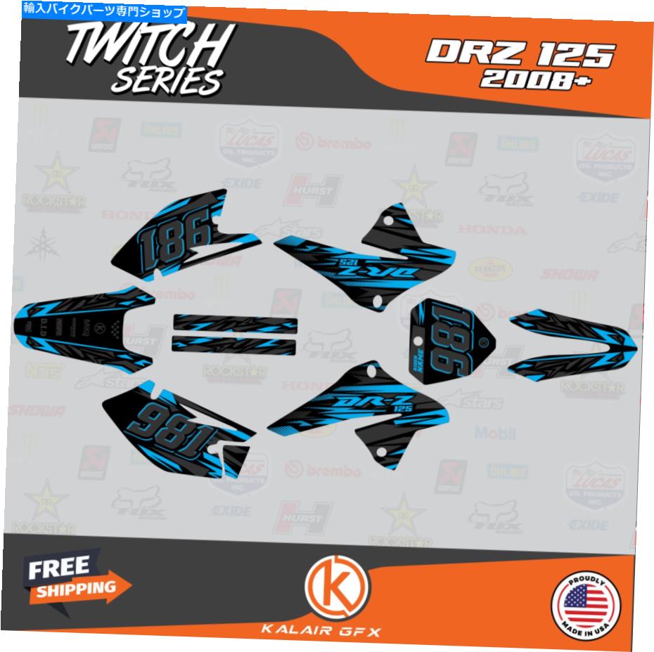 Graphics decal kit スズキDRZ125のグラフィックデカールキット（2008-2021）DRZ 125ステッカーTwitch-Cyan Graphics Decal Kit For Suzuki DRZ125 (2008-2021) DRZ 125 Stickers Twitch-CYAN【並行輸入品】