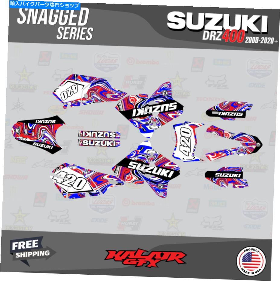 Graphics decal kit スズキDRZ400 SM S E（すべての年）スナッグシリーズのグラフィックキット-Red Blue Graphics kit for Suzuki DRZ400 SM S E (All years) Snagged Series - Red Blue【並行輸入品】