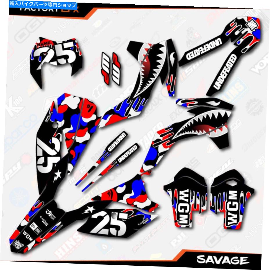 Graphics decal kit レッドホワイト＆ブルーサベージ迷彩グラフィックキットはKTM 13-16 Excw 125 250 300 450に適合します Red White & Blue Savage Camo Graphics Kit fits KTM 13-16 EXC XCW 125 250 300 450【並行輸入品】