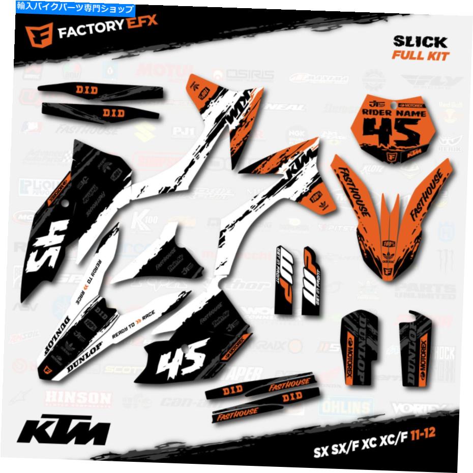 Graphics decal kit ホワイトオレンジスリックレーシンググラフィックスキットはKTM 11-12 SX SXF XC XCF 125 250 450に適合します White Orange Slick Racing Graphics Kit fits KTM 11-12 SX SXF XC XCF 125 250 450【並行輸入品】