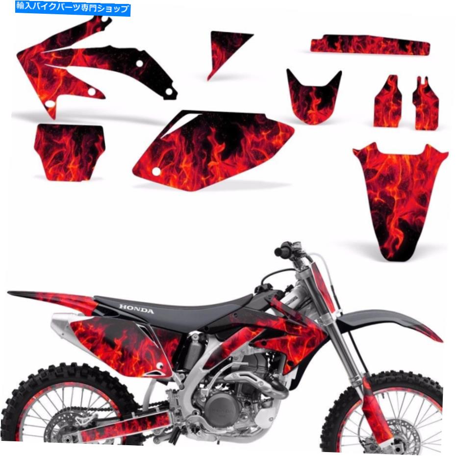 Graphics decal kit デカールグラフィックキットホンダCRF 450 Rダートバイクステッカー背景05-08アイスレッド Decal Graphic Kit Honda CRF 450 R Dirt Bike Sticker Backgrounds 05-08 ICE RED【並行輸入品】