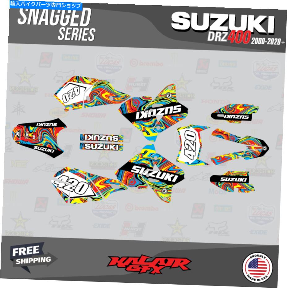 Graphics decal kit スズキDRZ400 SM S E（すべての年）スナッグシリーズのグラフィックキット-Krazy Graphics kit for Suzuki DRZ400 SM S E (All years) Snagged Series - Krazy【並行輸入品】