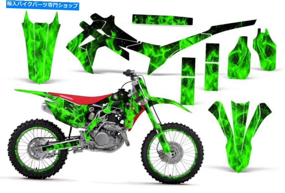Graphics decal kit フルグラフィックスキットホンダCRF250R 2014 450R 13-16デカールキットフレームグリーン Full Graphics Kit Honda CRF250R 2014 450R 13-16 Decal Kit Flames Green【並行輸入品】