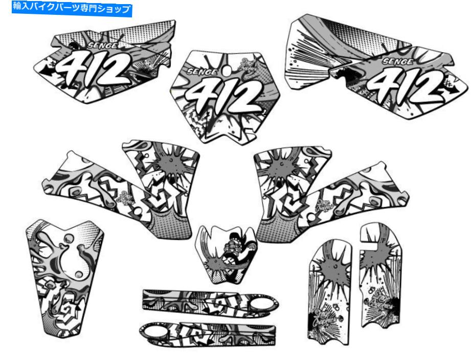 Graphics decal kit 2003-2005 SX 85 Zany White Senge Graphics Kit KTMと互換性 2003-2005 SX 85 ZANY White Senge Graphics Kit Compatible with KTM【並行輸入品】