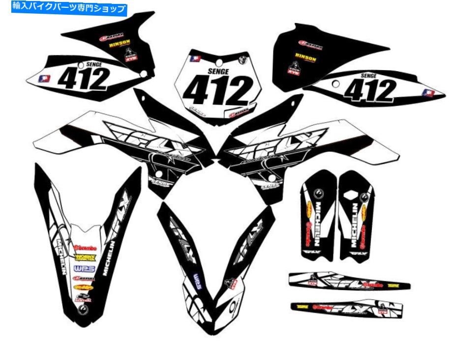 Graphics decal kit 2015-2017 SX 85 13 Fly Black Senge Graphics KitとKTMと互換性 2015-2017 SX 85 13 FLY Black Senge Graphics Kit Compatible with KTM【並行輸入品】