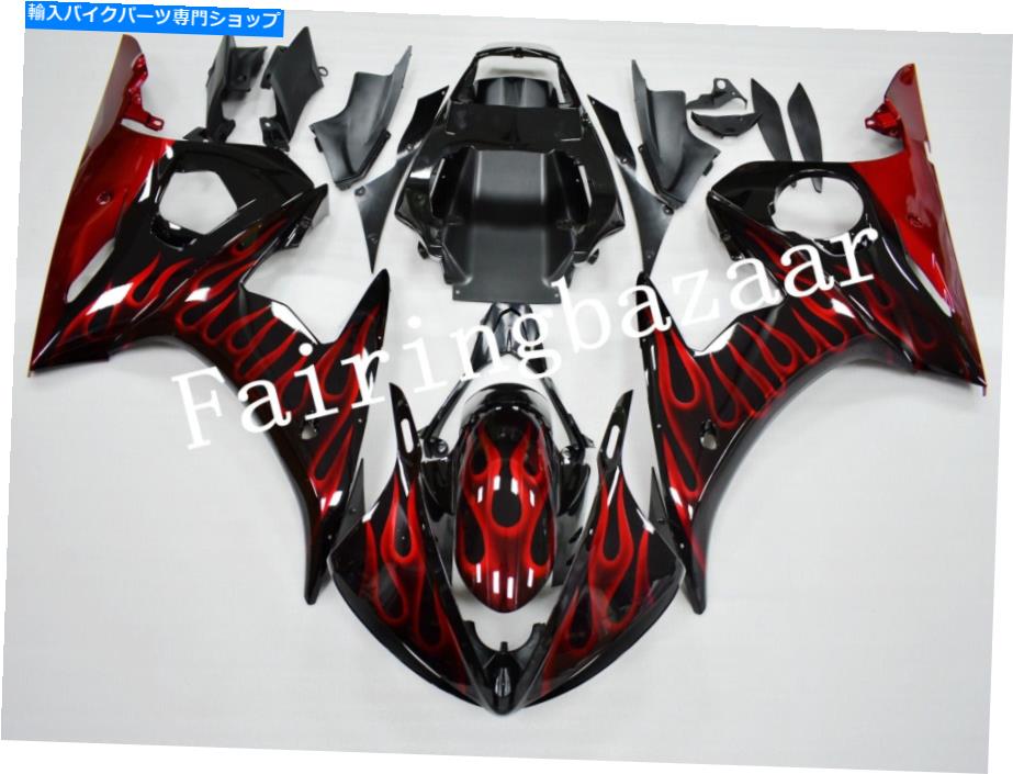 Fairings YZF R6 2005キャンディーレッドブラックフレーム腹筋注入ボディワークフェアリングキットに適しています Fit for YZF R6 2005 Candy Red Black Flame ABS Injection Bodywork Fairing Kit【並行輸入品】|Us Custom Parts Shop USDM