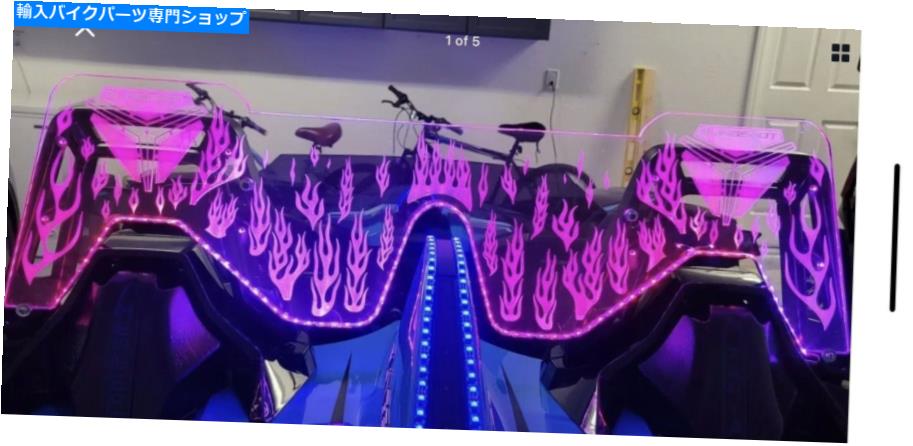 Windshields Polaris Slingshotカスタムレーザーエッチング＆ライトフルレングスウィンドデフレクター、フロントガラス Polaris Slingshot Custom Laser-Etched&Lit FULL LENGTH Wind Deflector, Windscreen【並行輸入品】