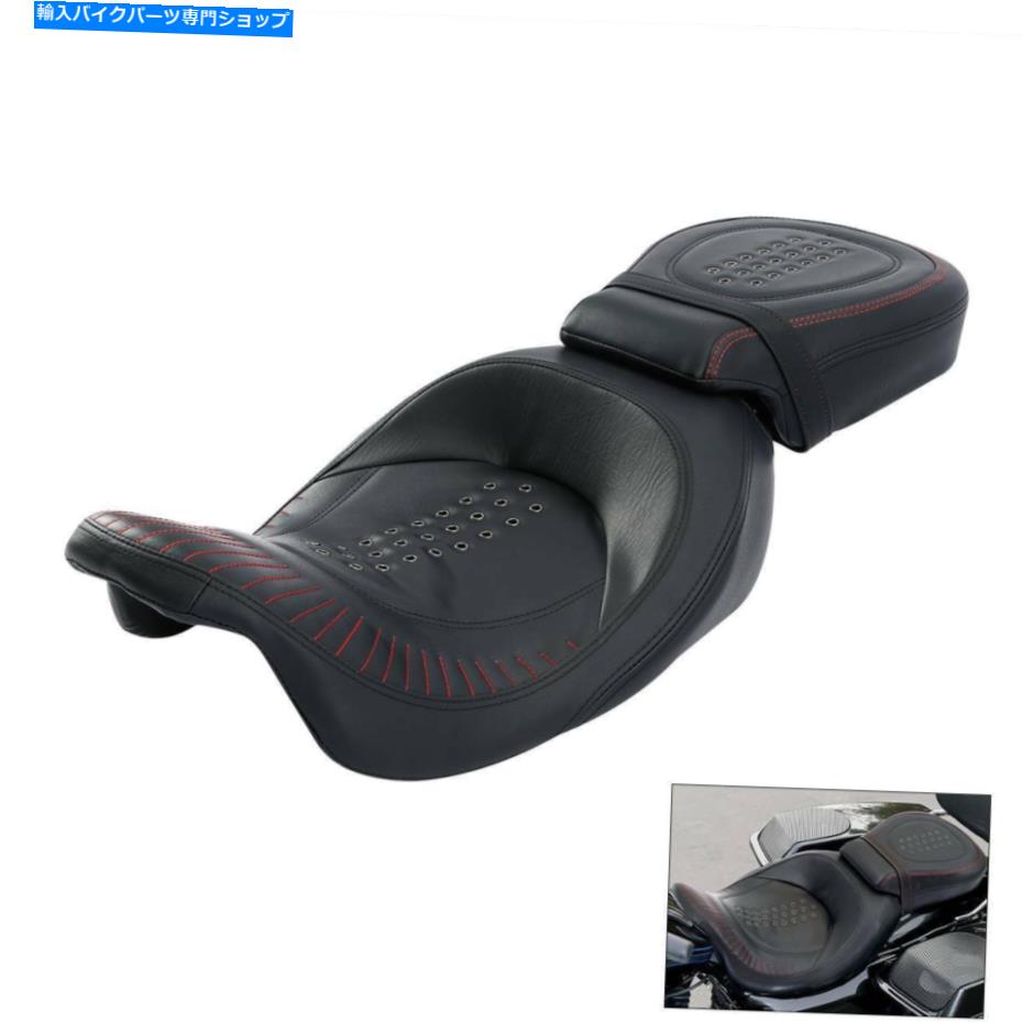 Seats ハーレーロードキング2009-2022 2018年にぴったりのブラックライドドライバーの乗客のピリオンシート Black Ride Driver Passenger Pillion Seat Fit For Harley Road King 2009-2022 2018【並行輸入品】