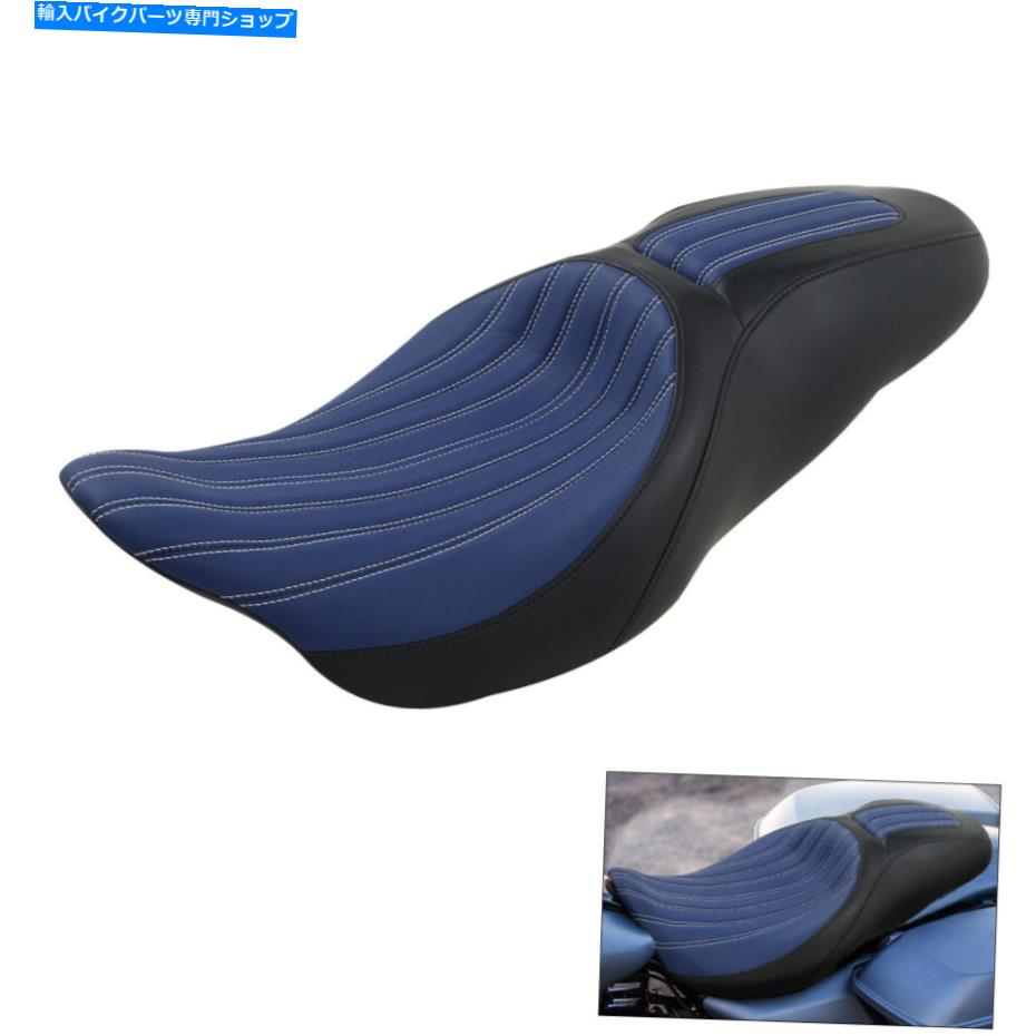 Seats ハーレーツーリングロードキングFLHR 09-22に適したブルードライバーと乗客のピリオンシート Blue Driver & Passenger Pillion Seat Fit For Harley Touring Road King FLHR 09-22【並行輸入品】