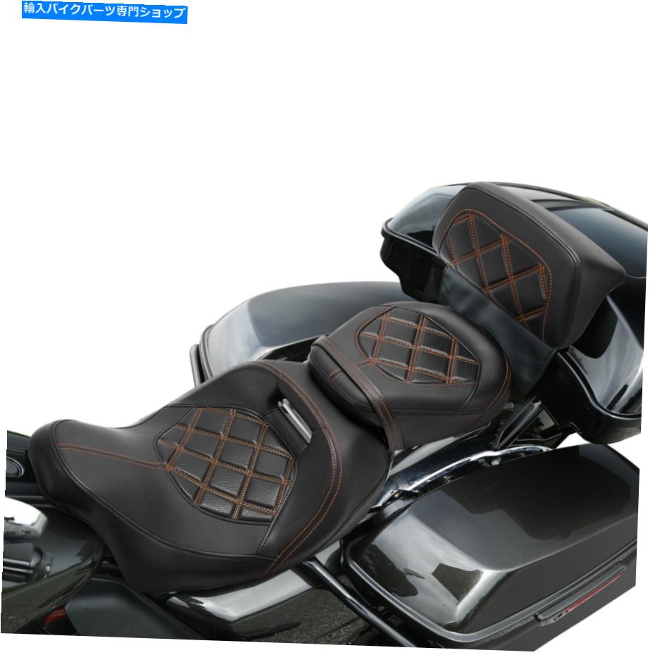 Seats ハーレーロードグライド2014-2022に適したドライバー助手席＆パックトランクバックレスト Driver Passenger Seat & Pack Trunk Backrest Fit For Harley Road Glide 2014-2022【並行輸入品】