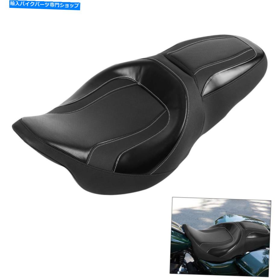 Seats ハーレーストリートエレクトラグライドにフィットするホワイトステッチライダーの助手席09-22 White Stitching Rider Passenger Seat Fit For Harley Street Electra Glide 09-22【並行輸入品】